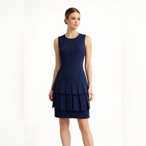Karl Lagerfeld - Navy Fitted Dress pleated Skirt - Size 6